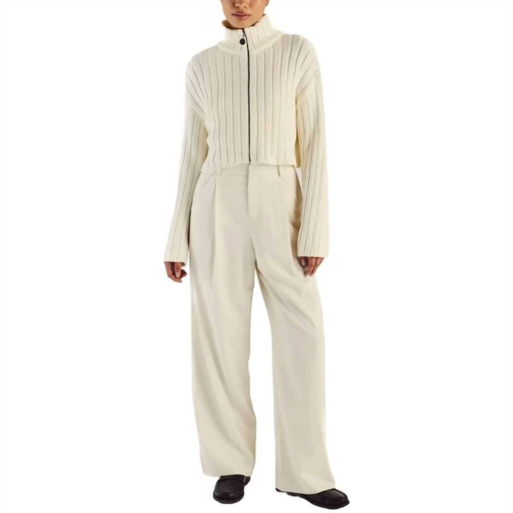 NEW MALBON GOLF allegra chunky knit zip up in ivory